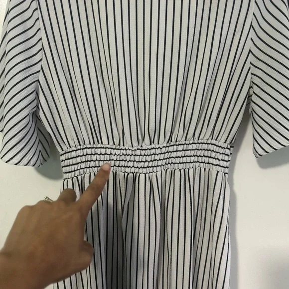 FAVLUX Black and White Striped High Low Dress - Picture 5 of 8